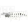 White solid wood bed frame with headboard 140x190 cm by vidaXL, Beds and slatted bases - Ref: Foro24-3192407, Price: 155,21 €...