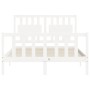 White solid wood bed frame with headboard 140x190 cm by vidaXL, Beds and slatted bases - Ref: Foro24-3192407, Price: 155,21 €...