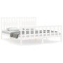 Double bed frame with white solid wood headboard by vidaXL, Beds and slatted bases - Ref: Foro24-3192442, Price: 188,83 €, Di...