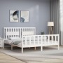 Double bed frame with white solid wood headboard by vidaXL, Beds and slatted bases - Ref: Foro24-3192442, Price: 188,83 €, Di...
