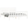 Double bed frame with white solid wood headboard by vidaXL, Beds and slatted bases - Ref: Foro24-3192442, Price: 188,83 €, Di...