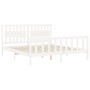 Double bed frame with white solid wood headboard by vidaXL, Beds and slatted bases - Ref: Foro24-3192442, Price: 188,83 €, Di...