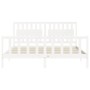 Double bed frame with white solid wood headboard by vidaXL, Beds and slatted bases - Ref: Foro24-3192442, Price: 188,83 €, Di...