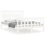 White solid wood bed frame with headboard 140x200 cm by vidaXL, Beds and slatted bases - Ref: Foro24-3192427, Price: 147,64 €...
