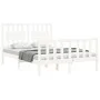 White solid wood bed frame with headboard 140x200 cm by vidaXL, Beds and slatted bases - Ref: Foro24-3192427, Price: 147,64 €...