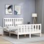 Weißer Massivholzbettrahmen mit Kopfteil 140x200 cm von vidaXL, Betten und Lattenroste - Ref: Foro24-3192427, Preis: 149,53 €...