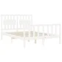 White solid wood bed frame with headboard 140x200 cm by vidaXL, Beds and slatted bases - Ref: Foro24-3192427, Price: 147,64 €...