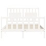 Weißer Massivholzbettrahmen mit Kopfteil 140x200 cm von vidaXL, Betten und Lattenroste - Ref: Foro24-3192427, Preis: 149,53 €...