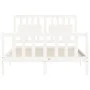 White solid wood bed frame with headboard 140x200 cm by vidaXL, Beds and slatted bases - Ref: Foro24-3192427, Price: 147,64 €...