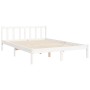 Weißer Massivholzbettrahmen mit Kopfteil 140x200 cm von vidaXL, Betten und Lattenroste - Ref: Foro24-3192427, Preis: 149,53 €...
