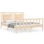 Double bed frame with solid wood headboard by vidaXL, Beds and slatted bases - Ref: Foro24-3192171, Price: 159,51 €, Discount: %