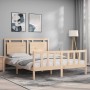 Doppelbettgestell mit Kopfteil aus Massivholz von vidaXL, Betten und Lattenroste - Ref: Foro24-3192171, Preis: 161,83 €, Raba...