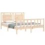 Double bed frame with solid wood headboard by vidaXL, Beds and slatted bases - Ref: Foro24-3192171, Price: 159,51 €, Discount: %