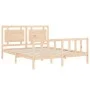Double bed frame with solid wood headboard by vidaXL, Beds and slatted bases - Ref: Foro24-3192171, Price: 159,51 €, Discount: %