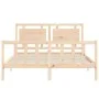 Double bed frame with solid wood headboard by vidaXL, Beds and slatted bases - Ref: Foro24-3192171, Price: 159,51 €, Discount: %