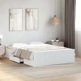 Cama con cajones madera de ingeniería blanco 135x190 cm