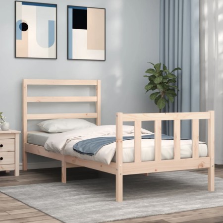 Bed frame with solid wood headboard 90x190 cm by vidaXL, Beds and slatted bases - Ref: Foro24-3191871, Price: 88,94 €, Discou...