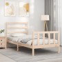 Bed frame with solid wood headboard 90x190 cm by vidaXL, Beds and slatted bases - Ref: Foro24-3191871, Price: 88,94 €, Discou...
