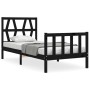 Single bed frame with black solid wood headboard by vidaXL, Beds and slatted bases - Ref: Foro24-3192455, Price: 124,10 €, Di...