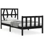 Single bed frame with black solid wood headboard by vidaXL, Beds and slatted bases - Ref: Foro24-3192455, Price: 122,49 €, Di...
