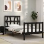 Estructura de cama individual con cabecero madera maciza negro de vidaXL, Camas y somieres - Ref: Foro24-3192455, Precio: 121...