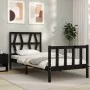 Single bed frame with black solid wood headboard by vidaXL, Beds and slatted bases - Ref: Foro24-3192455, Price: 122,49 €, Di...