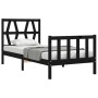 Single bed frame with black solid wood headboard by vidaXL, Beds and slatted bases - Ref: Foro24-3192455, Price: 124,10 €, Di...