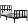 Single bed frame with black solid wood headboard by vidaXL, Beds and slatted bases - Ref: Foro24-3192455, Price: 122,49 €, Di...