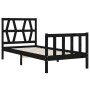 Single bed frame with black solid wood headboard by vidaXL, Beds and slatted bases - Ref: Foro24-3192455, Price: 124,10 €, Di...