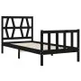 Single bed frame with black solid wood headboard by vidaXL, Beds and slatted bases - Ref: Foro24-3192455, Price: 122,49 €, Di...