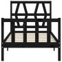 Single bed frame with black solid wood headboard by vidaXL, Beds and slatted bases - Ref: Foro24-3192455, Price: 124,10 €, Di...