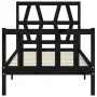 Single bed frame with black solid wood headboard by vidaXL, Beds and slatted bases - Ref: Foro24-3192455, Price: 122,49 €, Di...