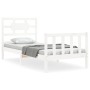 Weißer Massivholzbettrahmen mit Kopfteil 90x200 cm von vidaXL, Betten und Lattenroste - Ref: Foro24-3192542, Preis: 98,26 €, ...