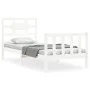 White solid wood bed frame with headboard 90x200 cm by vidaXL, Beds and slatted bases - Ref: Foro24-3192542, Price: 97,02 €, ...