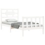 Weißer Massivholzbettrahmen mit Kopfteil 90x200 cm von vidaXL, Betten und Lattenroste - Ref: Foro24-3192542, Preis: 98,26 €, ...
