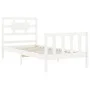 White solid wood bed frame with headboard 90x200 cm by vidaXL, Beds and slatted bases - Ref: Foro24-3192542, Price: 97,02 €, ...