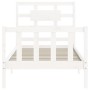 Weißer Massivholzbettrahmen mit Kopfteil 90x200 cm von vidaXL, Betten und Lattenroste - Ref: Foro24-3192542, Preis: 98,26 €, ...