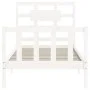 White solid wood bed frame with headboard 90x200 cm by vidaXL, Beds and slatted bases - Ref: Foro24-3192542, Price: 97,02 €, ...