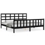 Bed frame with black solid wood headboard 200x200 cm by vidaXL, Beds and slatted bases - Ref: Foro24-3192125, Price: 205,69 €...