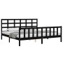 Bed frame with black solid wood headboard 200x200 cm by vidaXL, Beds and slatted bases - Ref: Foro24-3192125, Price: 205,69 €...