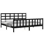 Bed frame with black solid wood headboard 200x200 cm by vidaXL, Beds and slatted bases - Ref: Foro24-3192125, Price: 202,81 €...