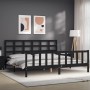 Bed frame with black solid wood headboard 200x200 cm by vidaXL, Beds and slatted bases - Ref: Foro24-3192125, Price: 205,69 €...