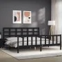Bed frame with black solid wood headboard 200x200 cm by vidaXL, Beds and slatted bases - Ref: Foro24-3192125, Price: 202,81 €...