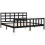 Bed frame with black solid wood headboard 200x200 cm by vidaXL, Beds and slatted bases - Ref: Foro24-3192125, Price: 205,69 €...