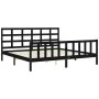 Bed frame with black solid wood headboard 200x200 cm by vidaXL, Beds and slatted bases - Ref: Foro24-3192125, Price: 202,81 €...