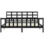 Bed frame with black solid wood headboard 200x200 cm by vidaXL, Beds and slatted bases - Ref: Foro24-3192125, Price: 202,81 €...