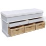 White bench with cushion and drawers/baskets by vidaXL, Benches for halls and storage - Ref: Foro24-240806, Price: 285,16 €, ...