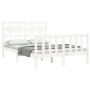 White solid wood bed frame with headboard 140x200 cm by vidaXL, Beds and slatted bases - Ref: Foro24-3192557, Price: 138,87 €...
