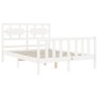 Weißer Massivholzbettrahmen mit Kopfteil 140x200 cm von vidaXL, Betten und Lattenroste - Ref: Foro24-3192557, Preis: 138,87 €...
