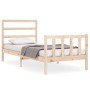 Bed frame with solid wood headboard 90x200 cm by vidaXL, Beds and slatted bases - Ref: Foro24-3191891, Price: 84,81 €, Discou...